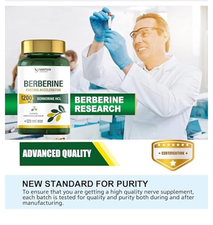 Berberine Supplement 1200mg, 120 Capsules Ultra Purity Berberine Exp 05/2027
