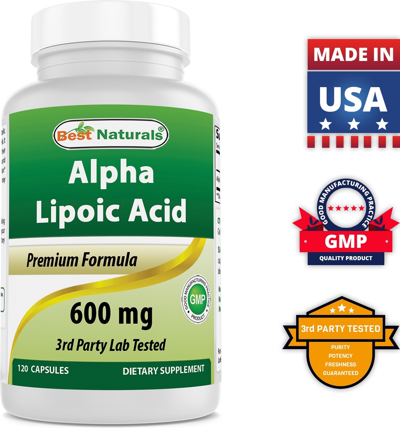 Best Naturals alpha lipoic acid 600 mg 120 Count – Powerful Antioxidant