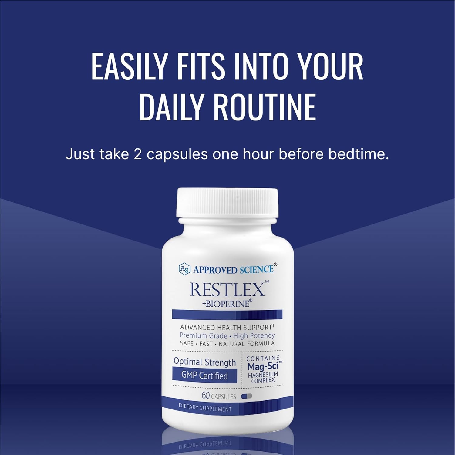 Approved Science Restlex – 420 mg Magnesium Glycinate Blend, L-theanine 200 mg –