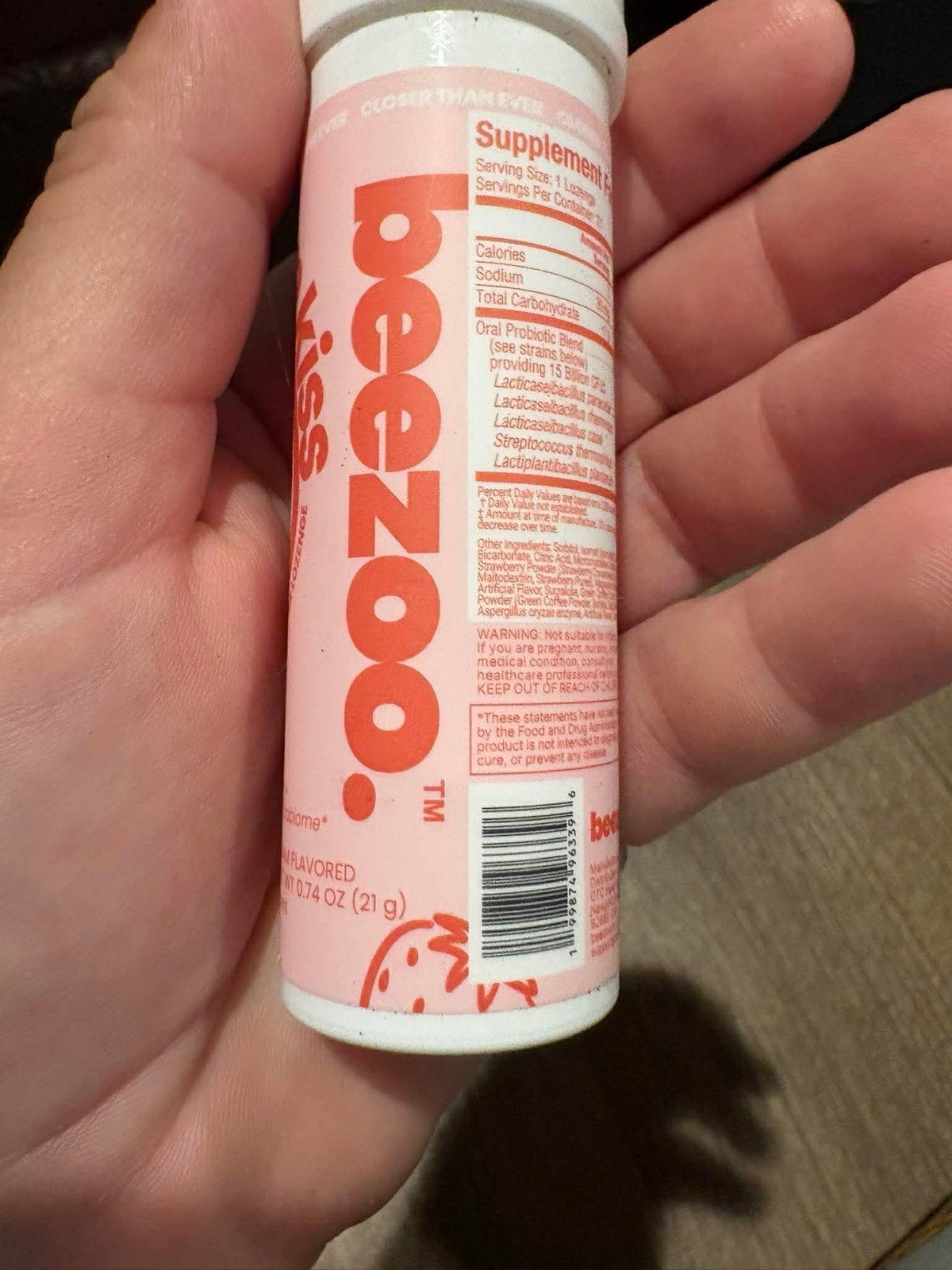 Beezoo Oral Probiotic Strawberry Fizz Tabs Kiss-Ready Fresh Breath 21 Tabs