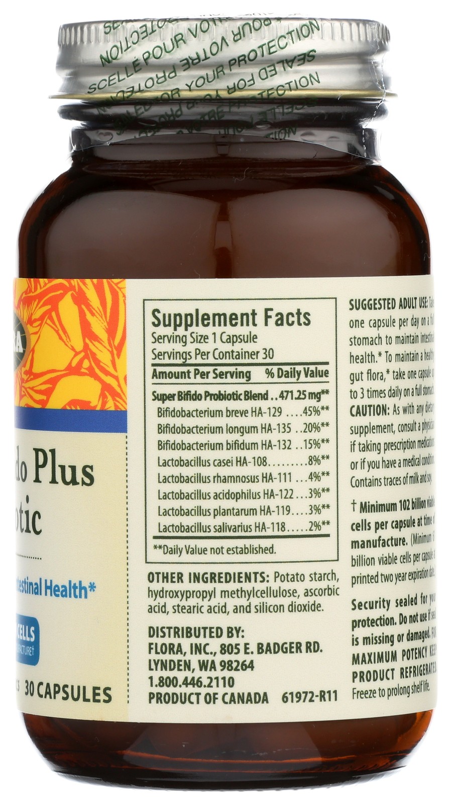 Super Bifido Plus Probiotic By Flora 30 Count Capsules 1 Pack