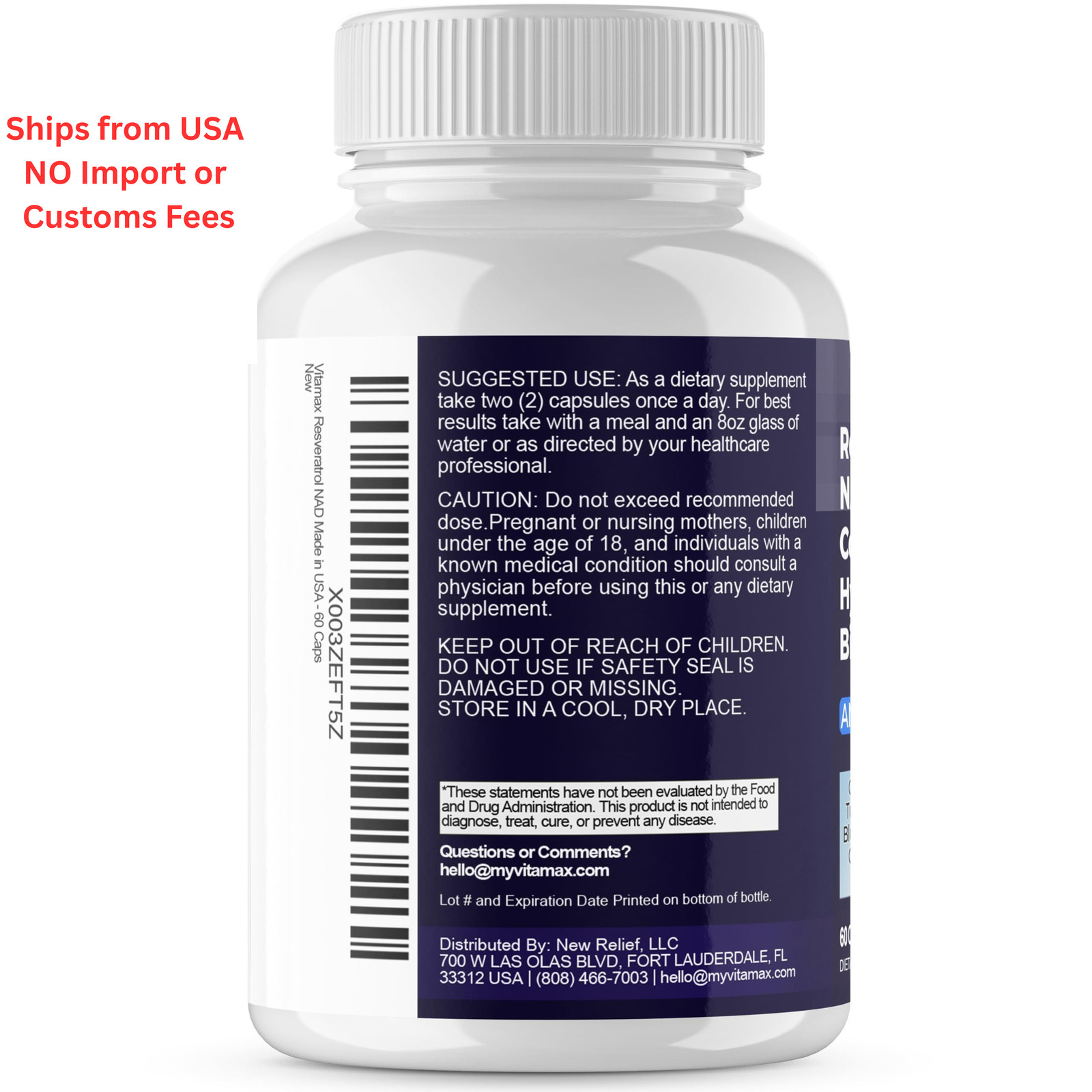 Vitamax Resveratrol NAD+ Berberine Hyaluronic Acid – 60 Count (Pack of 2)