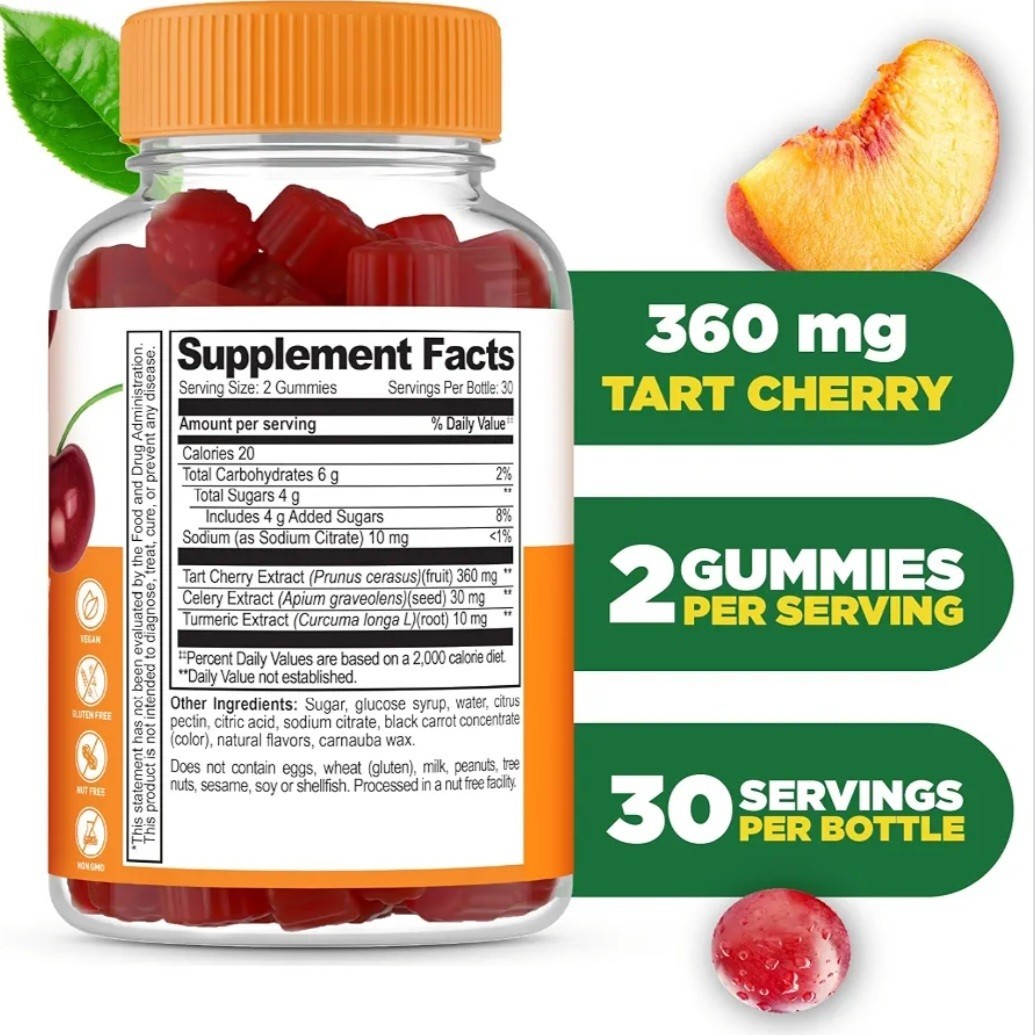 Lifeable Tart Cherry Gummies Uric Acid Support 2 PACK Supplement 60 Count