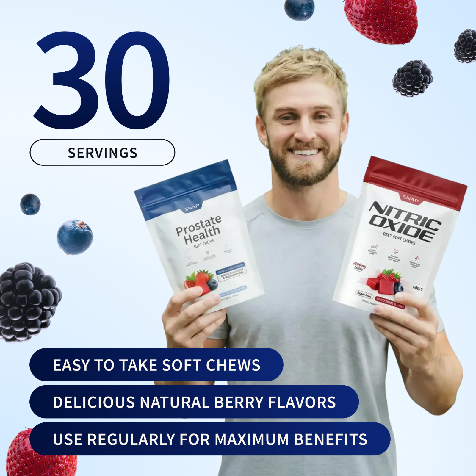 Snap Prostate Health & Nitric Oxide Chews for Men Urinary Support MADE IN USA