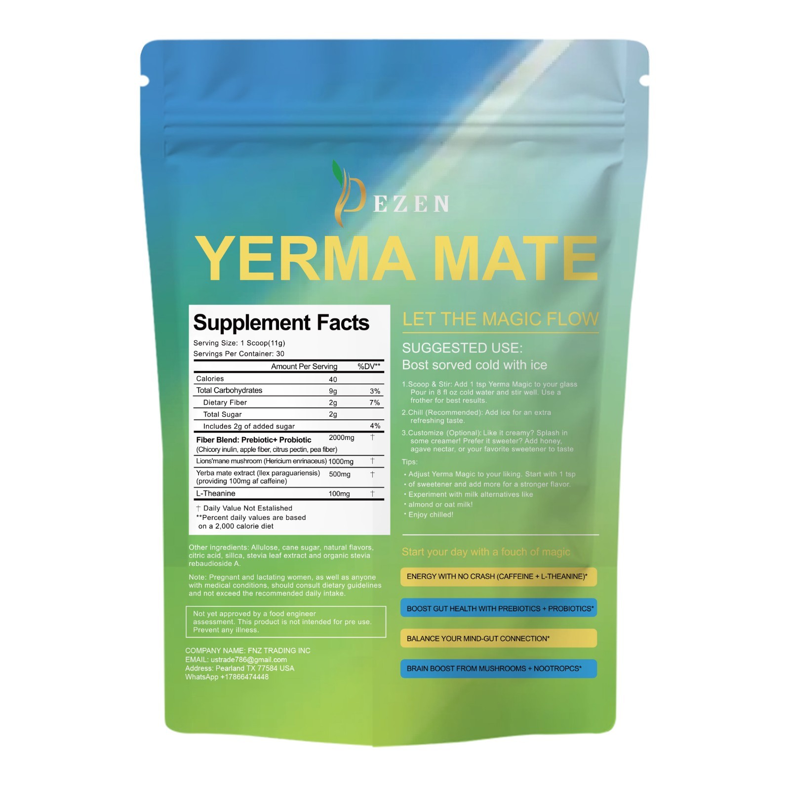 DEZEN Yerba Mate Tea & Calm Magnesium Powder | Combo Pack