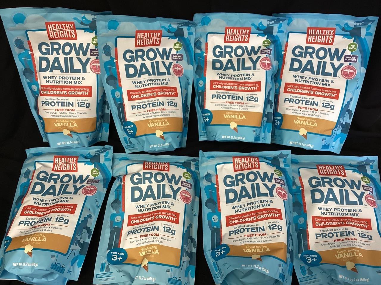 ++ Lot of 8 Healthy Heights Grow Daily Protein Nutrition Mix For Kids 3+ Vanilla