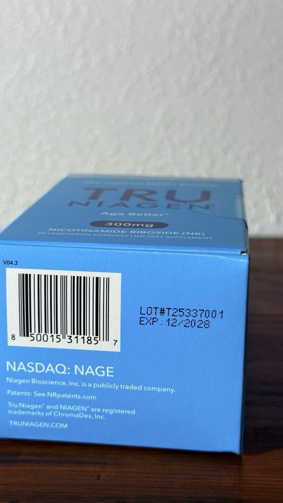 Tru Niagen Nicotinamide Riboside NR 300mg 30ct Vegetarian Caffeine-Free