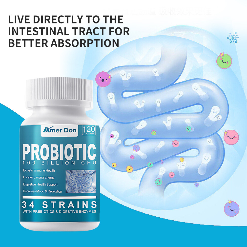 Prebiotic & Probiotics 120 Capsules 100 Billion CFU Constipation Bloating Relief
