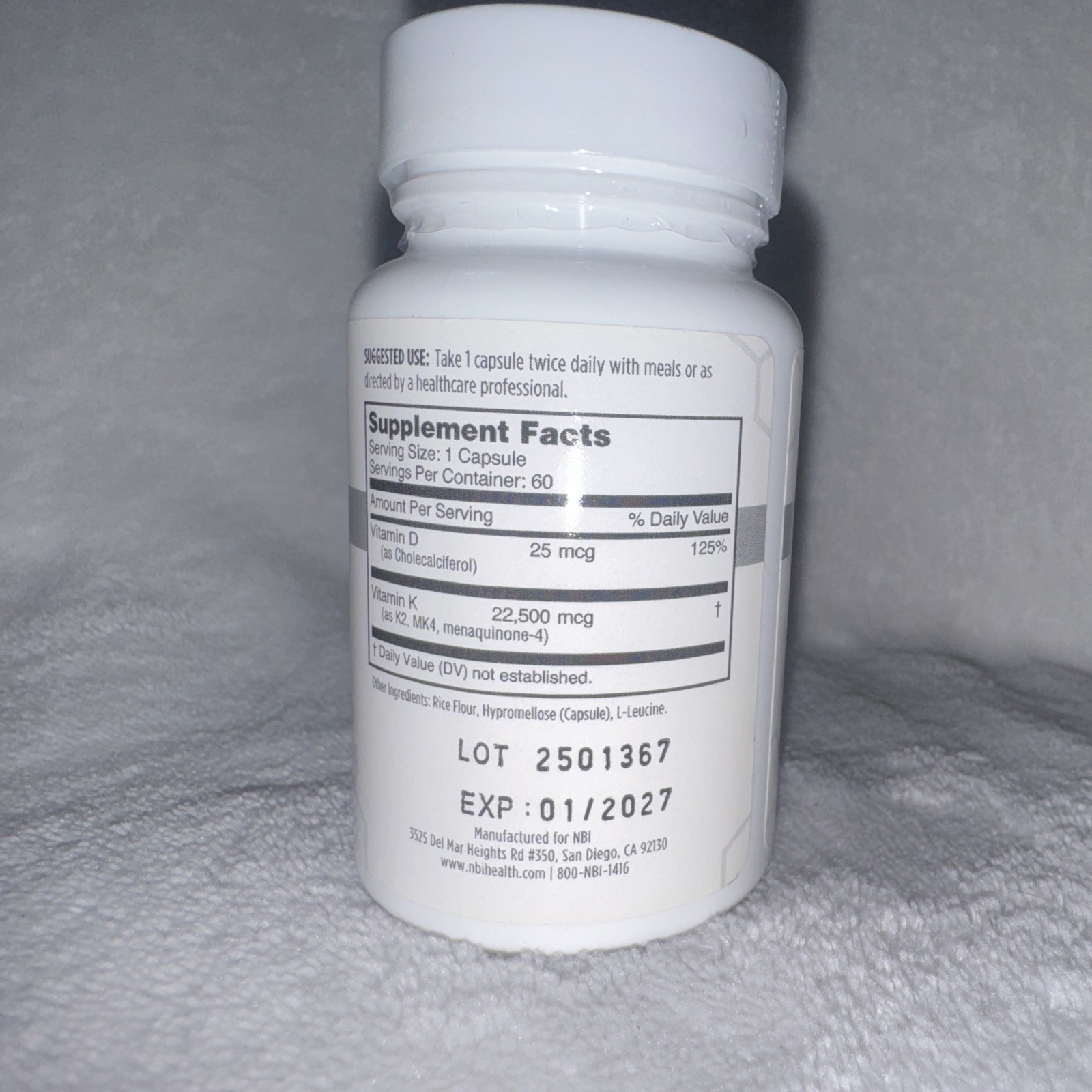 NBI OSTEO-MK4 Bone Support Vitamin K2 MK4 + D3 60 Capsules Exp 01/2027