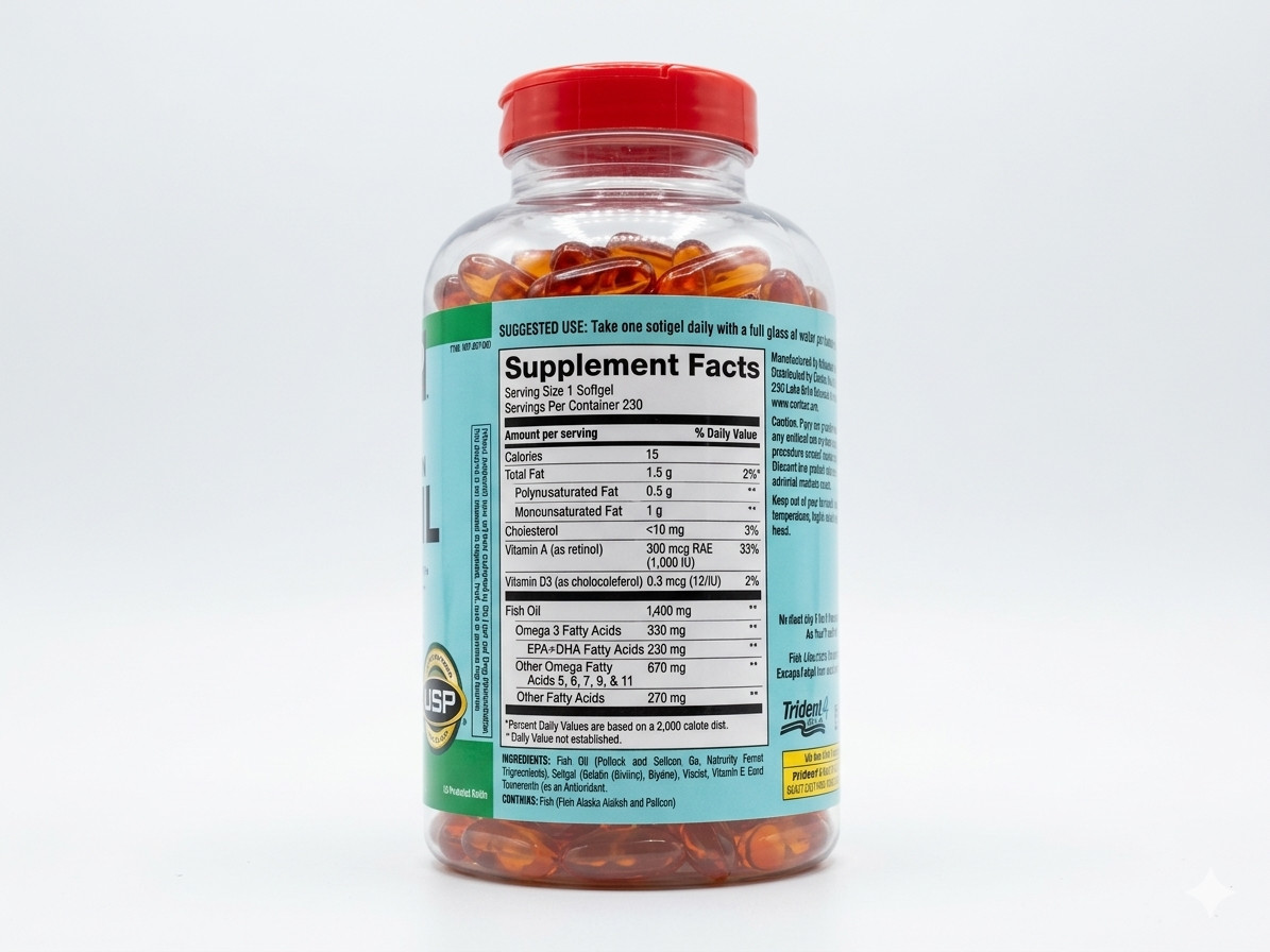 Kirkland Signature Wild Alaskan Fish Oil 1400 mg 230 Softgels EXP. 09/2027.