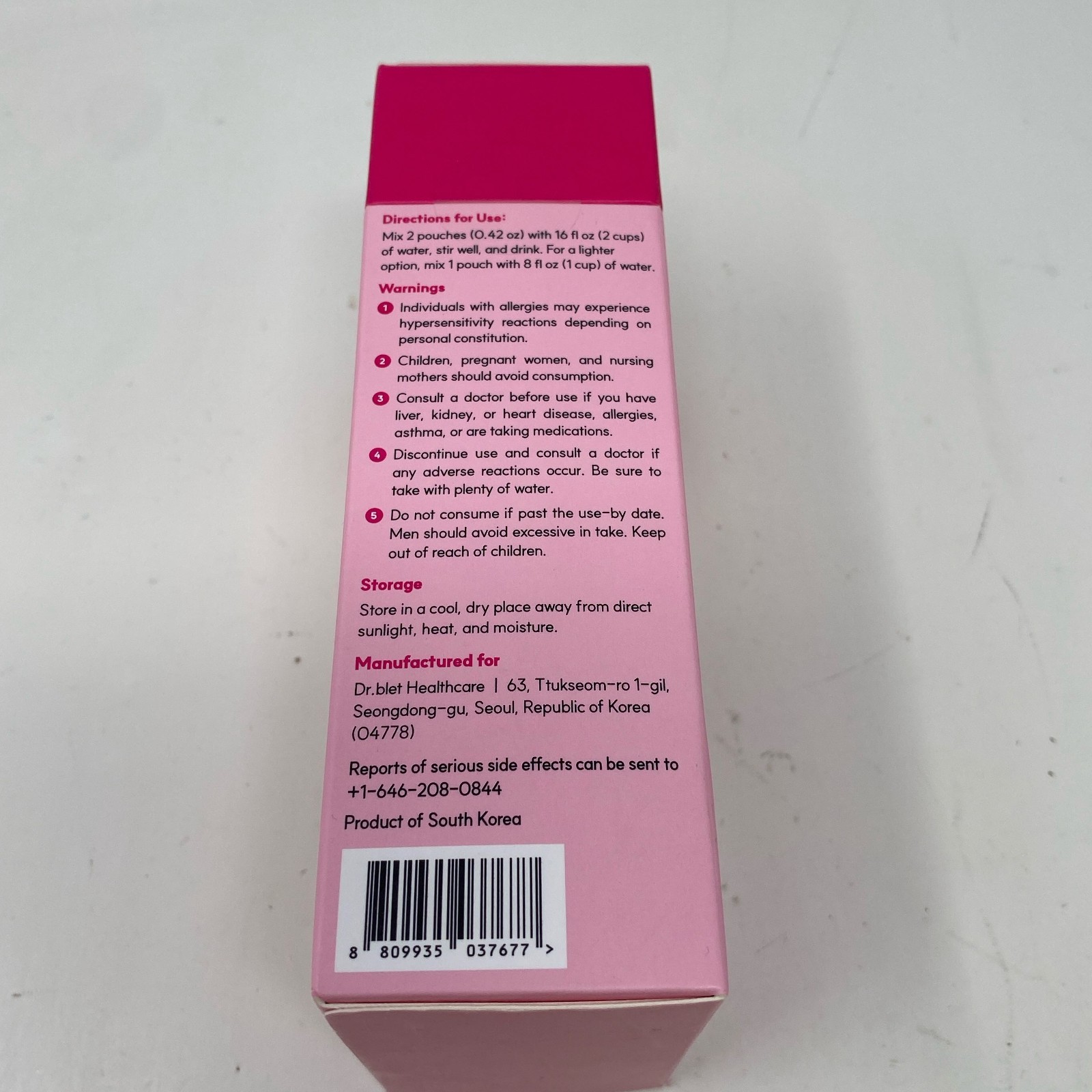 dr.blet Cleanse Fiber Sticks Peach 20ct Psyllium Supplement Pink