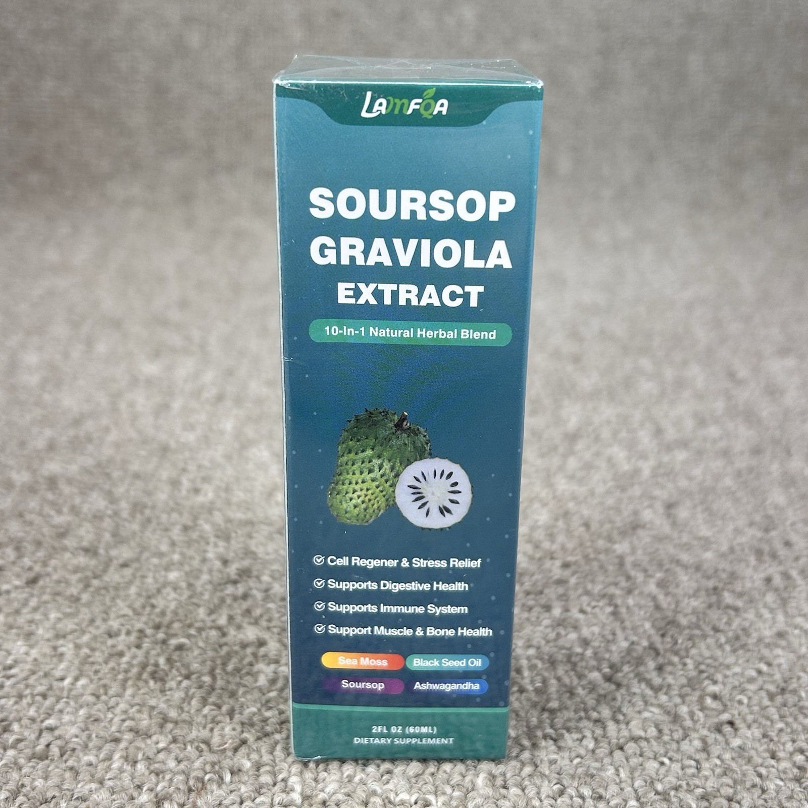 Lamfoa Soursop Graviola Extract Liquid Supplement 2 Oz Sea Moss Black Seed Oil