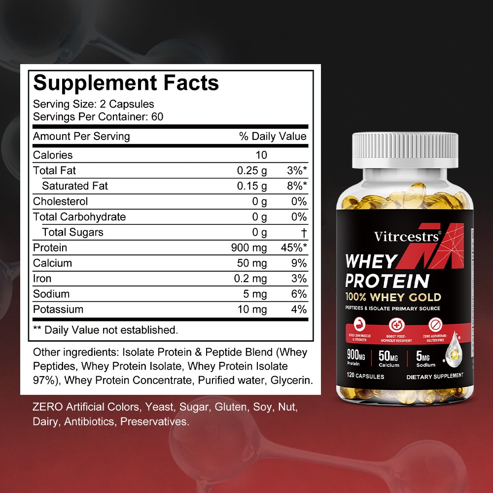 Whey Protein Capsules – 900mg High-Purity Protein for Muscle Gain & Recovery