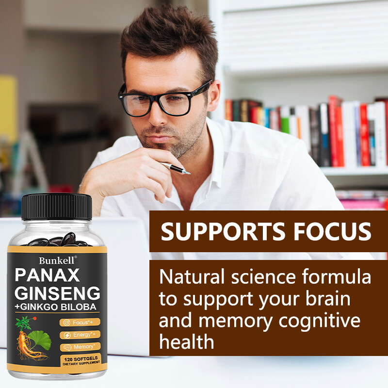 Panax Ginseng w/ Ginkgo Biloba for Memory Focus Energy Brain Health Capsules