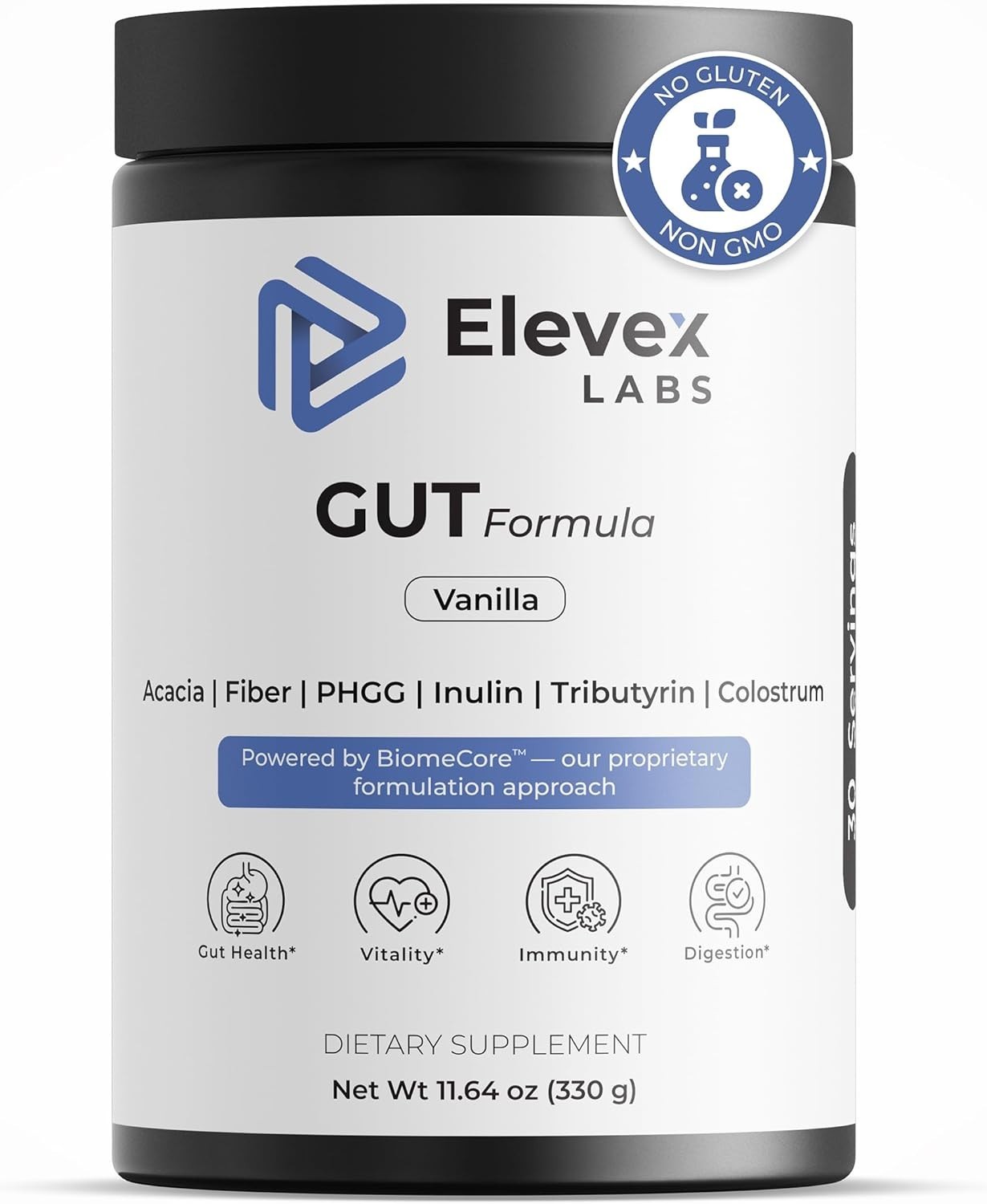 Elevex Gut Health Powder – 3g Colostrum (30% IgG) + Tributyrin 30 Servings.09/27