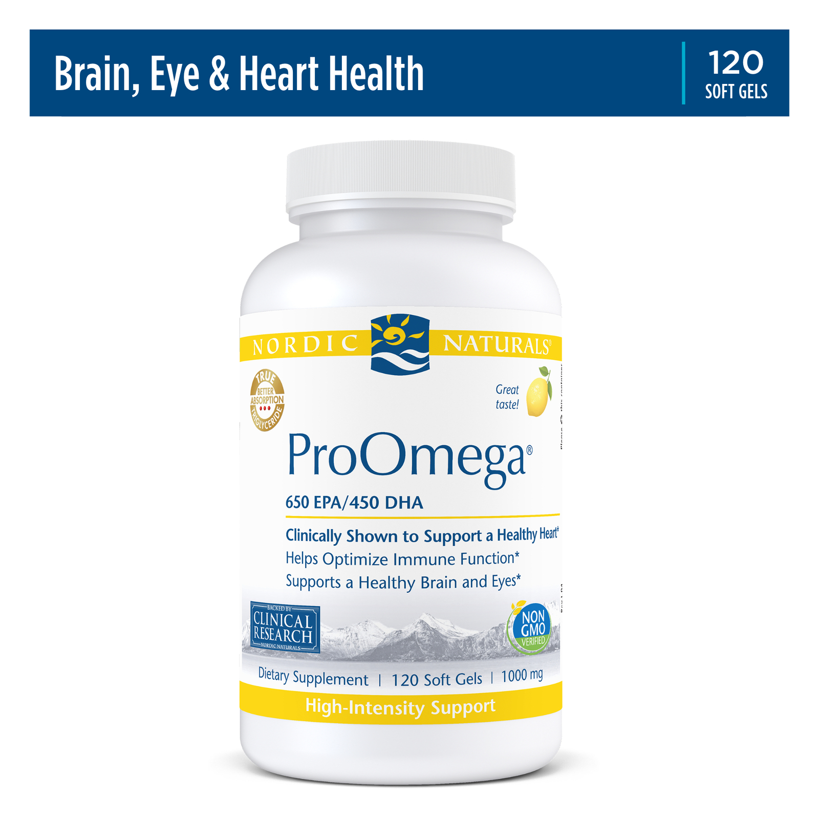 Nordic Naturals ProOmega Soft Gels – Concentrated Omega-3 Fish Oil, 120 Count