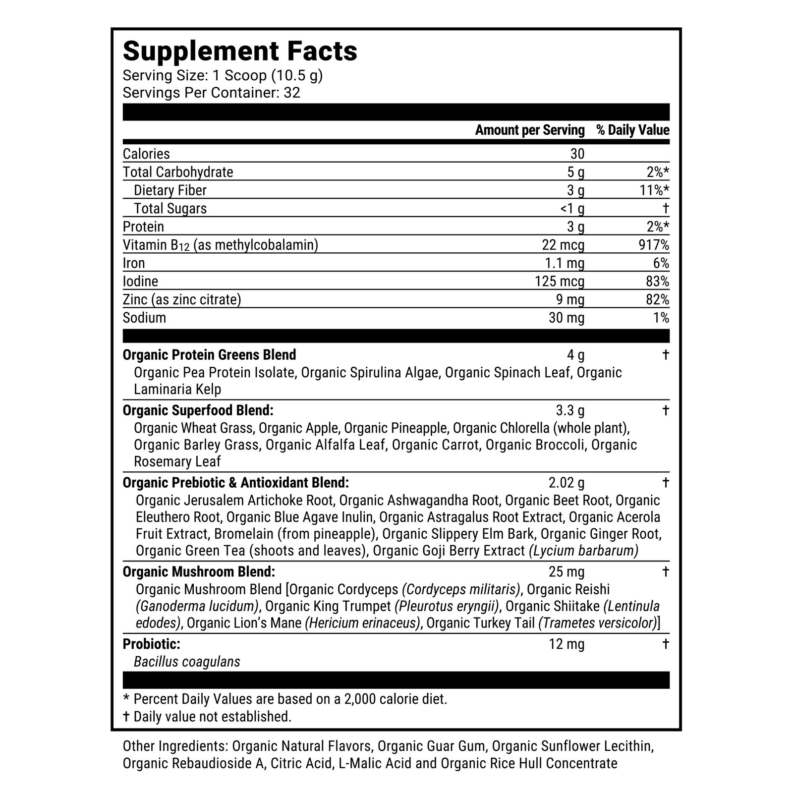Juce Sports Greens, Mixed Berry Flavor Probiotics Adaptogens Fiber, 32 Servings
