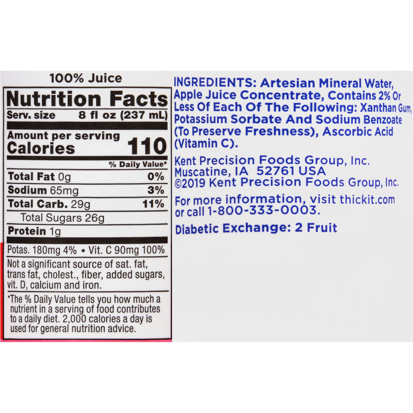 Thick-It Clear Advantage Thickened Beverage Apple 8 oz Bottle 24 Ct