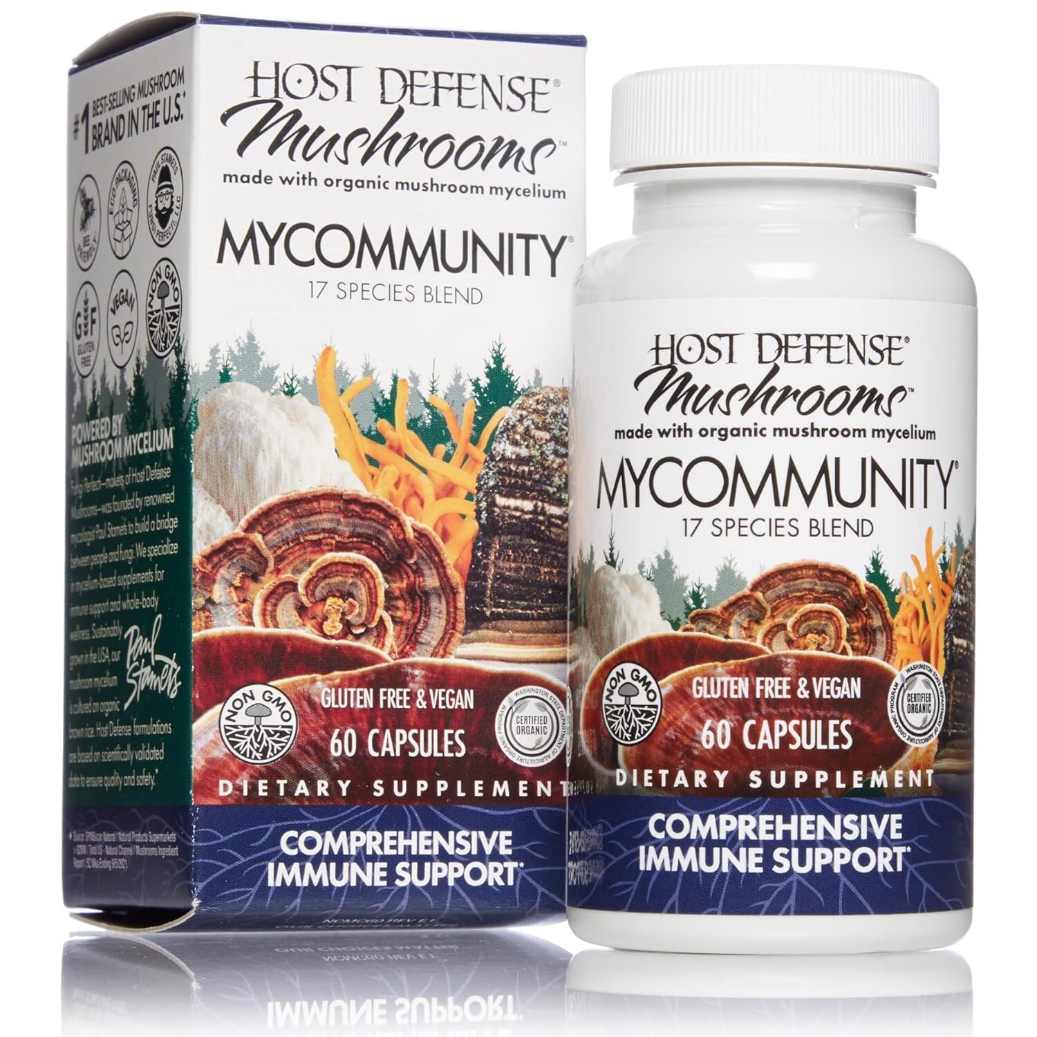 Fungi Perfecti Host Defense MyCommunity Comprehensive Immune Support,60 Veg Caps