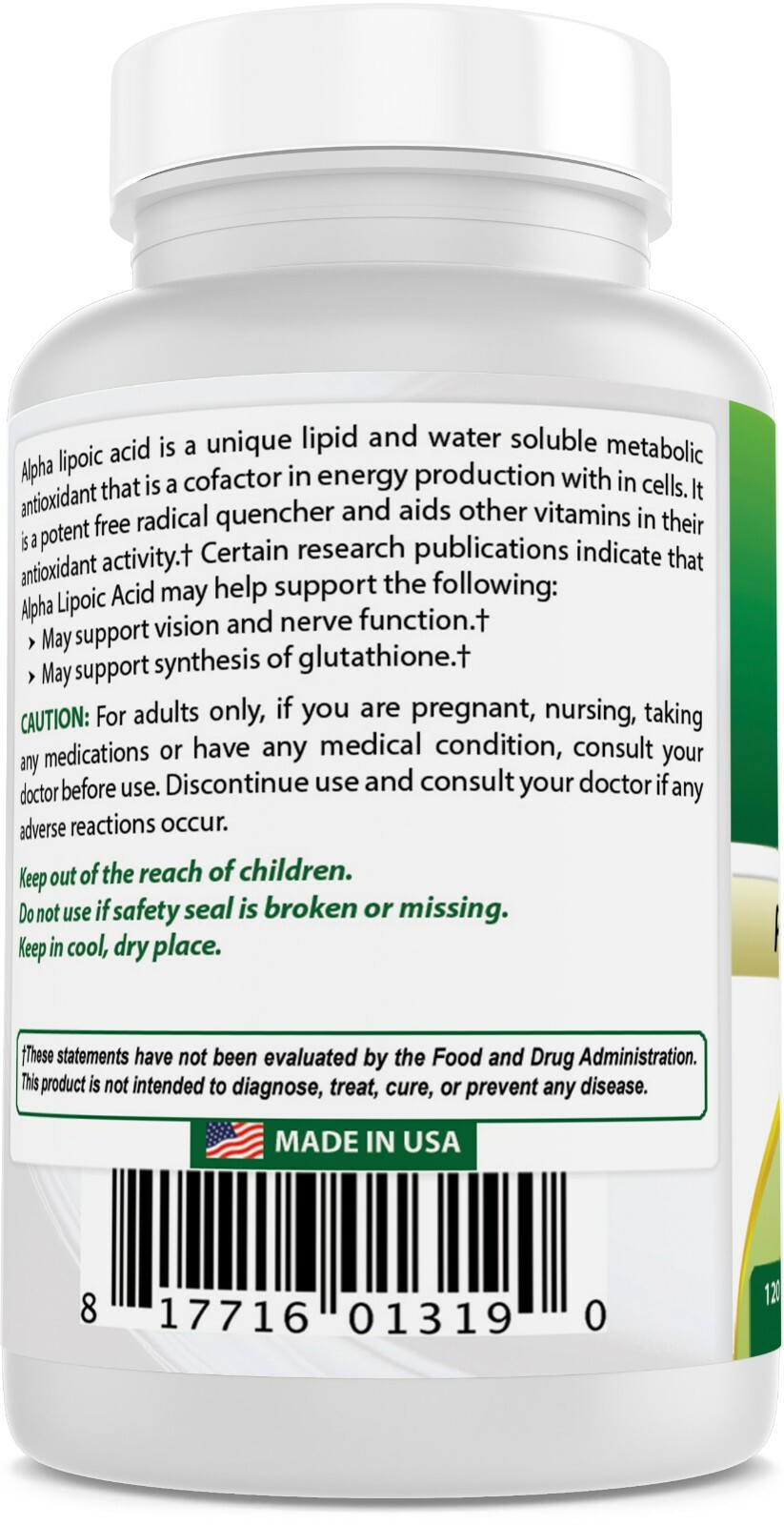 Best Naturals alpha lipoic acid 200mg 120 Capsules antioxidants