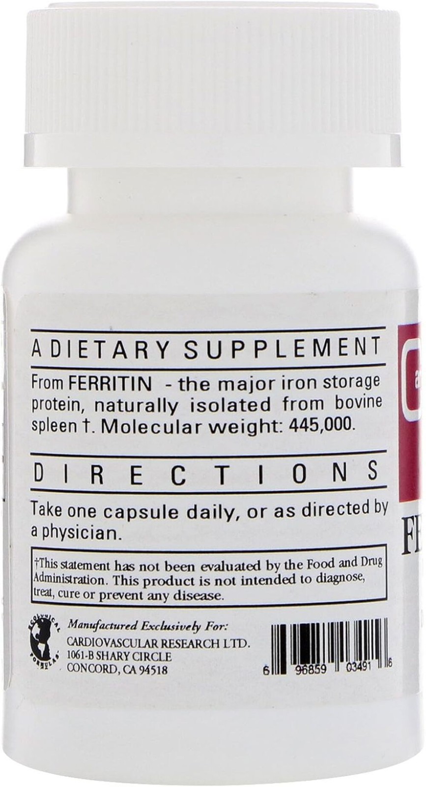Cardiovascular Research Ferritin Bioavailable Iron 5 mg 60 Capsules