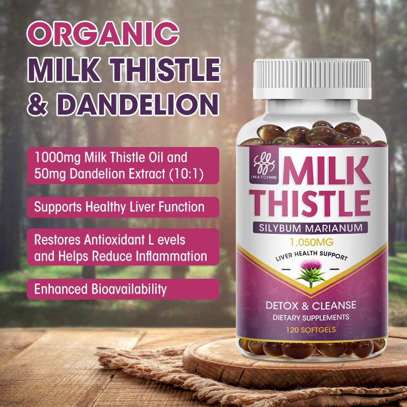 Milk Thistle 1200mg with Dandelion Root – 120 Capsules, Silymarin Liver Cleanse