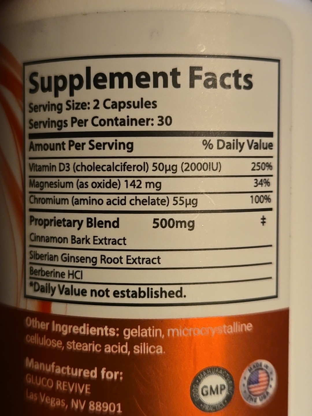 Gluco Revive Blood Support Dietary Supplement 1000mg 60 Capsules L-Lysine HCL