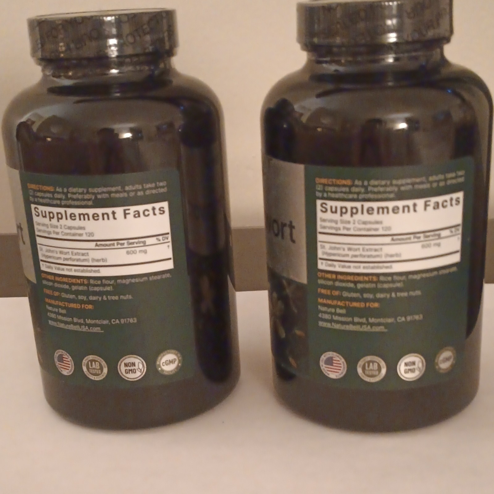 Lot of 2 – NatureBell St. John’s Wort 600mg, 240 Capsules each, Exp 02/2028