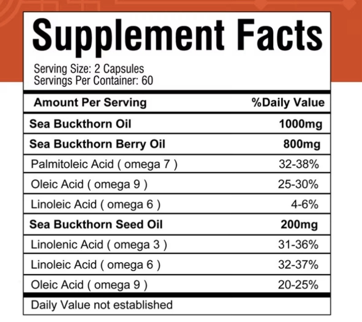 XEMENRY Omega-7 Sea Buckthorn Oil Blend 2000mg 120 Capsules Skin Support