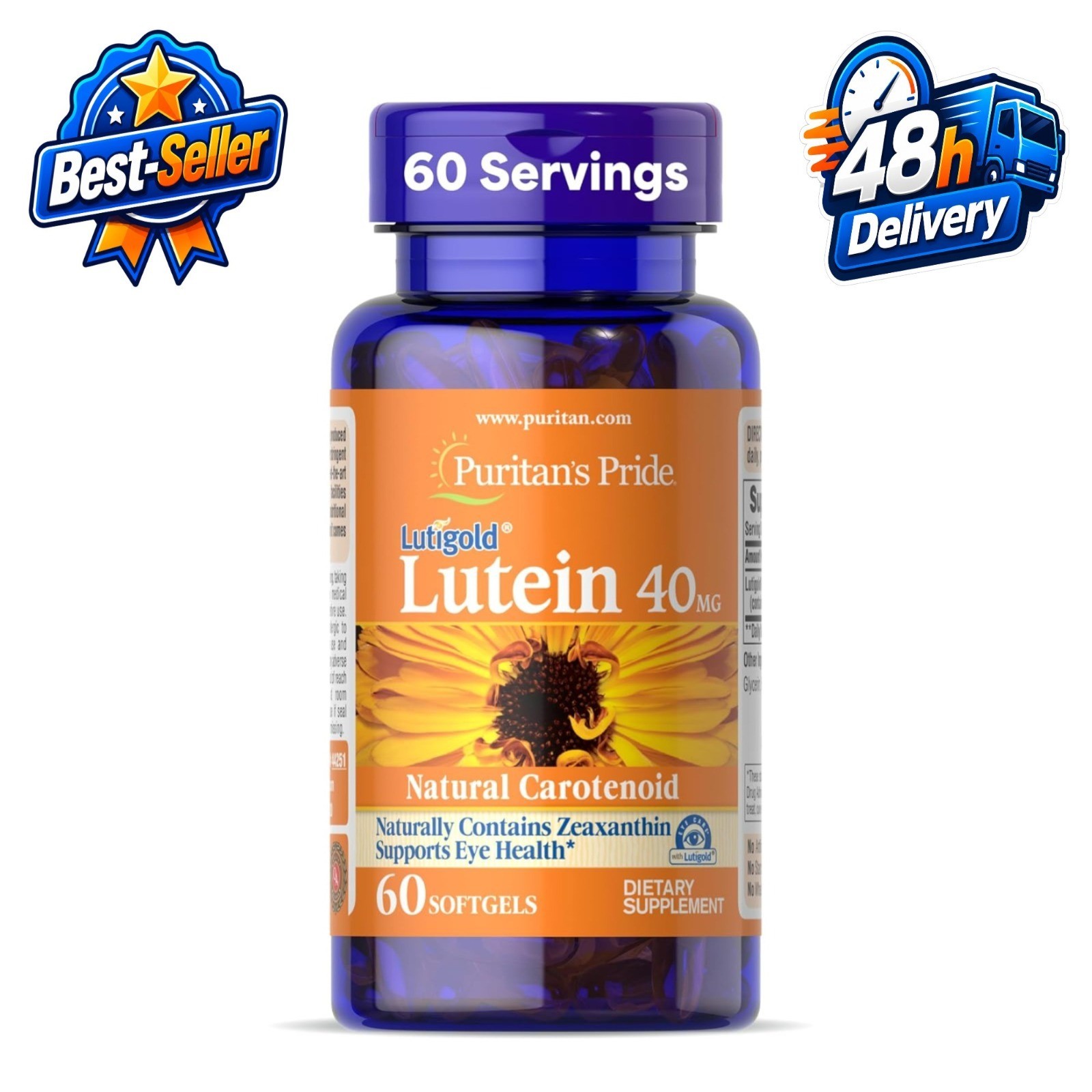 Puritan’s Pride Lutigold Lutein 40mg with Zeaxanthin 60 Softgels Eye Health
