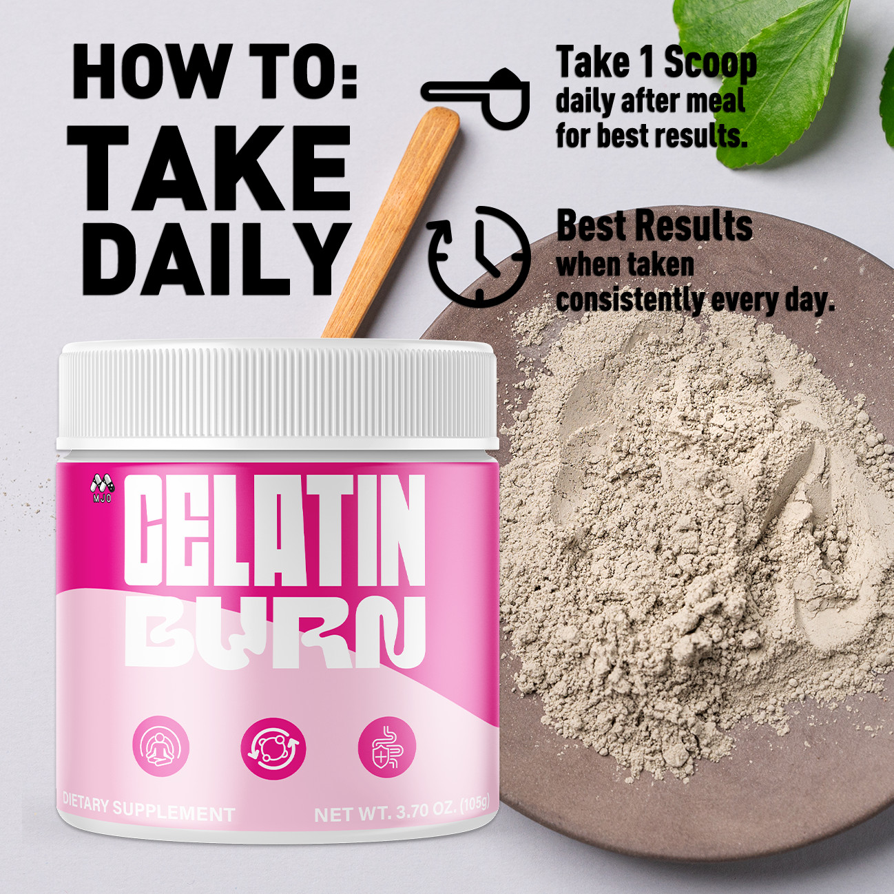 (5 Pack) Gelatin Burn Powder Weight Management Support Supplement GelatinBurn