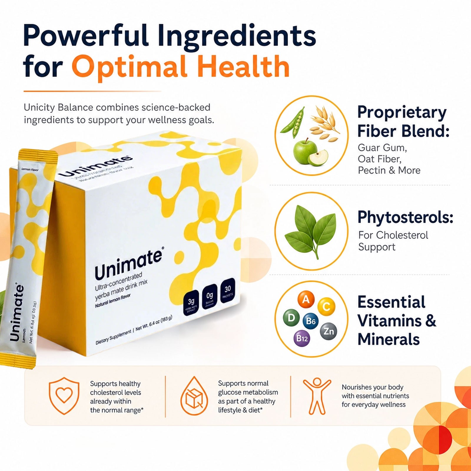 Unicity Supplement-30-count Leamon Flavor Unimate pack-Freshs- Energizing1