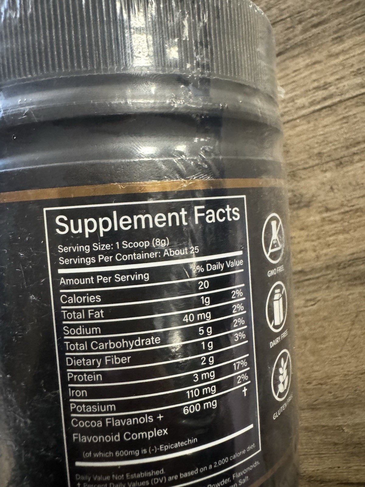 BioPop Health Cocoa Flavanols Powder Dark Chocolate GMO/Gluten-Free 7.05 oz