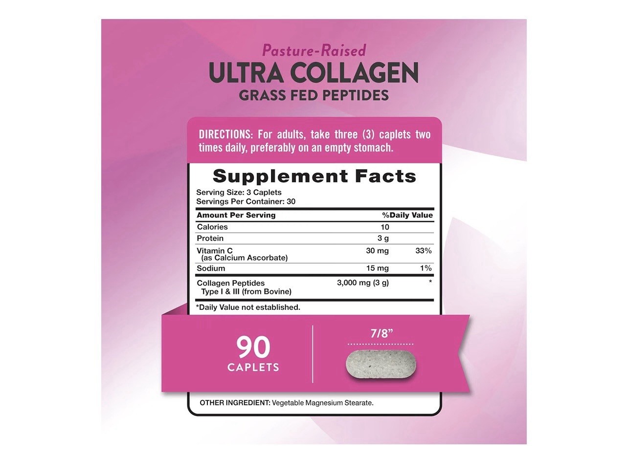 Nature’s Truth Ultra Collagen Grass Fed Peptides 3000mg Types I & III 90 Ct