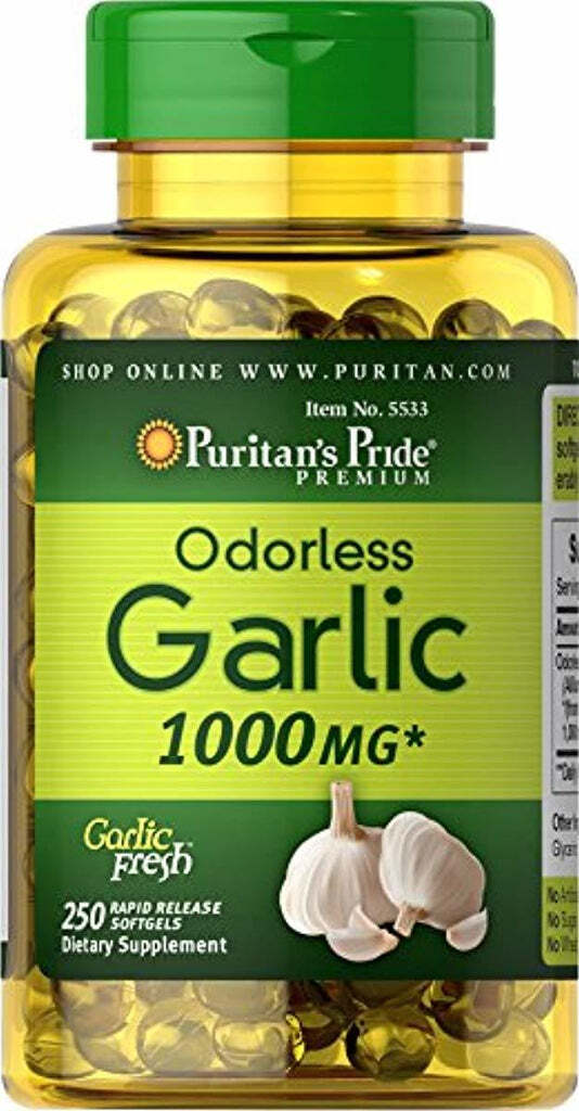 Puritans Pride Odorless Garlic 1000 mg Rapid Release Softgels, 250 Count