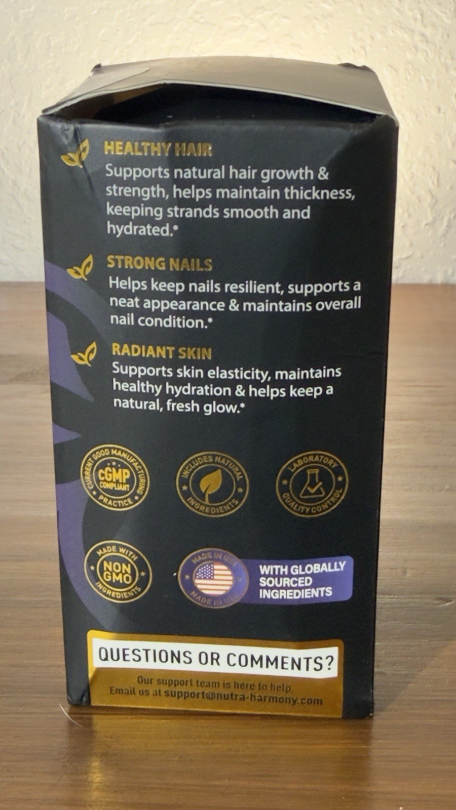 Nutra Harmony Hair Vitamins Hair Skin & Nails Support 25,000mcg 60ct