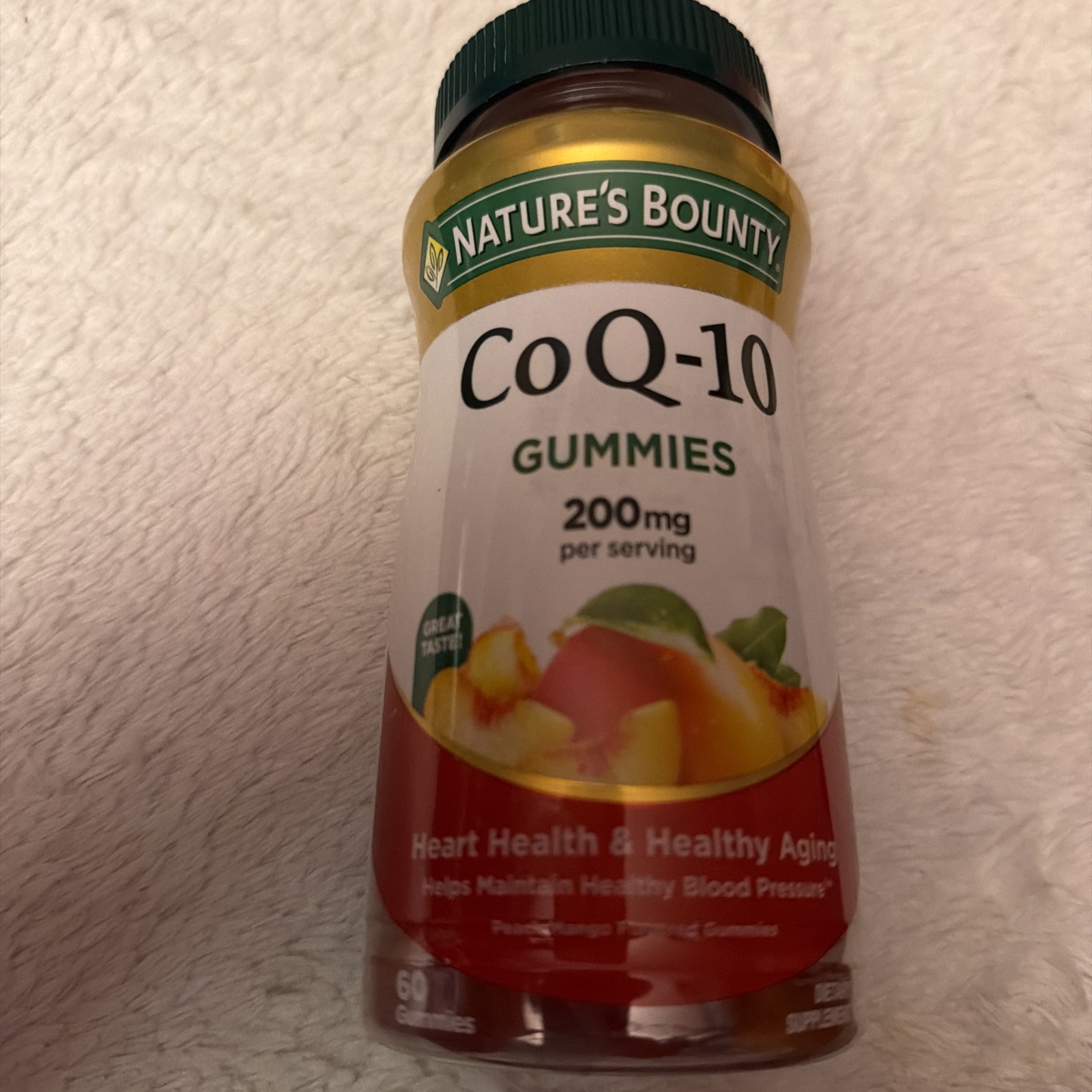 Nature’s Bounty Heart Health CoQ10 Gummies, Peach Mango, 200 mg, 60 Ct