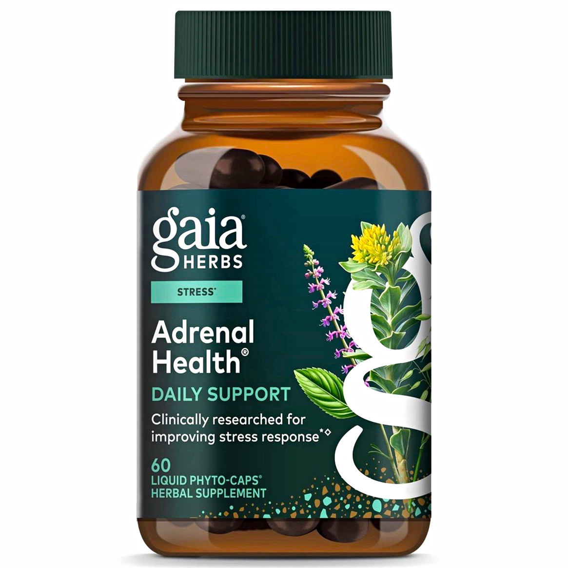 Gaia Herbs Adrenal Health Daily Support Stress Support Vegan Capsules 60 Ct
