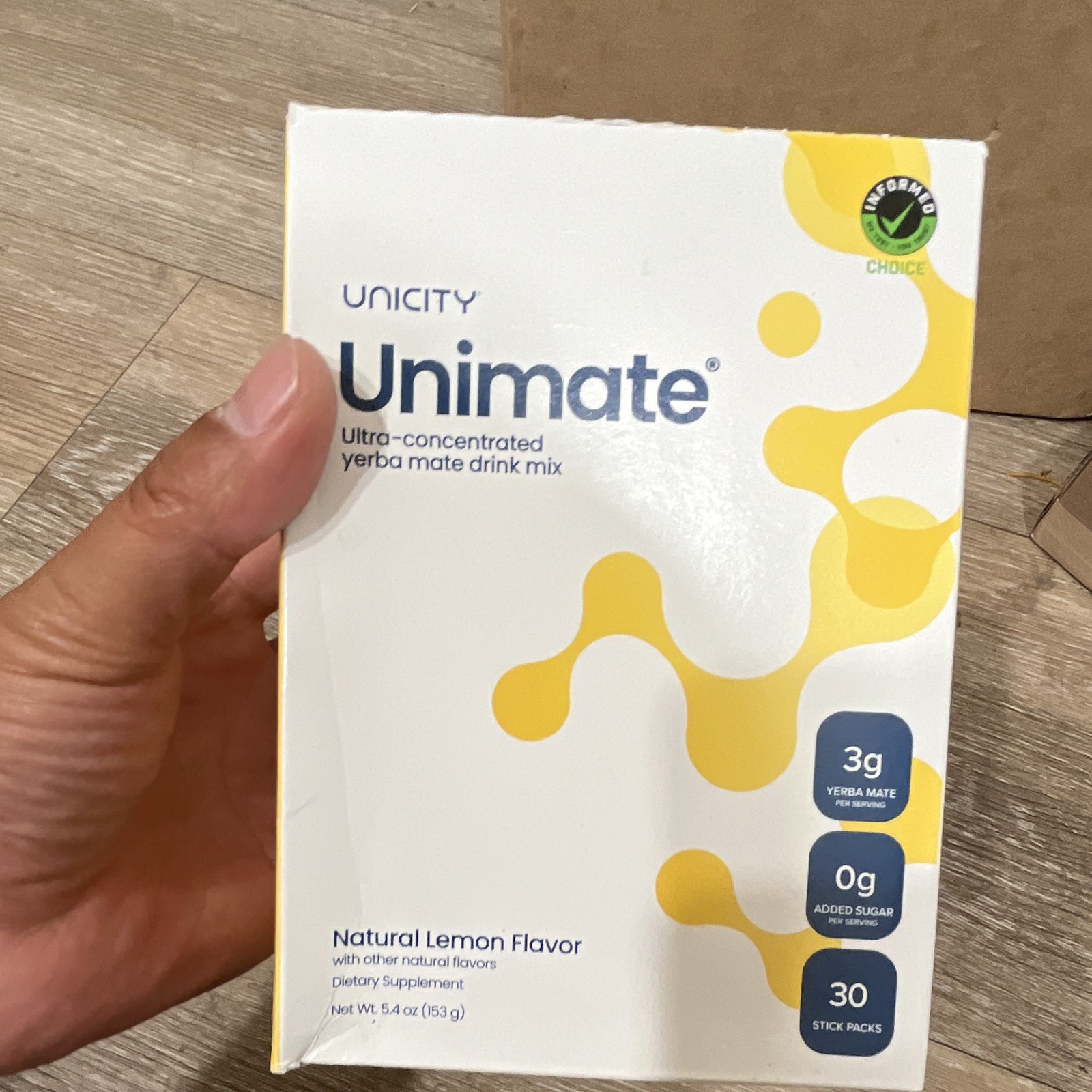 Unicity Unimate Yerba Mate Powder Drink Mix Natural Lemon 30 Sticks Exp 12/2027