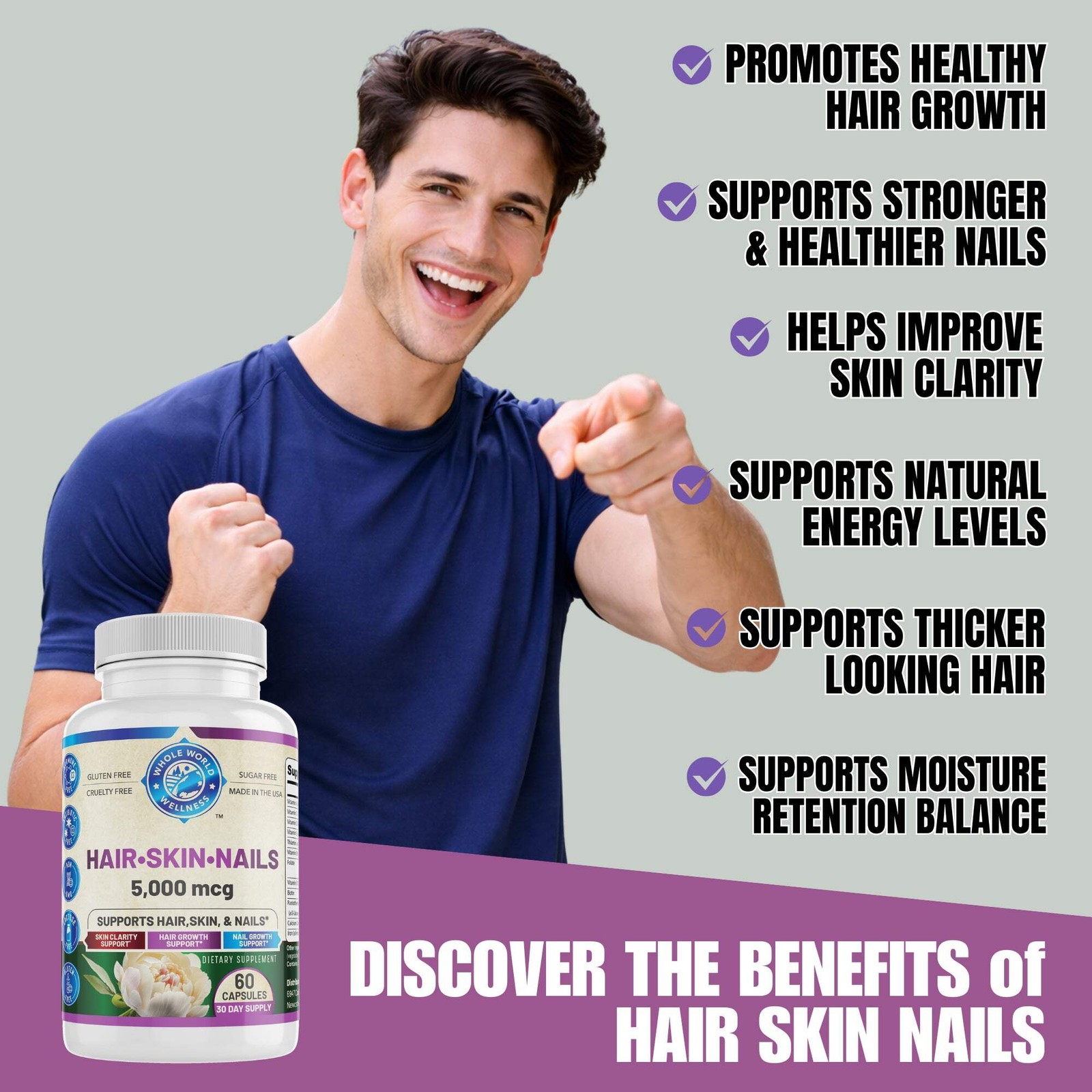 Hair Skin & Nails Formula, Supplement. USA Made.
