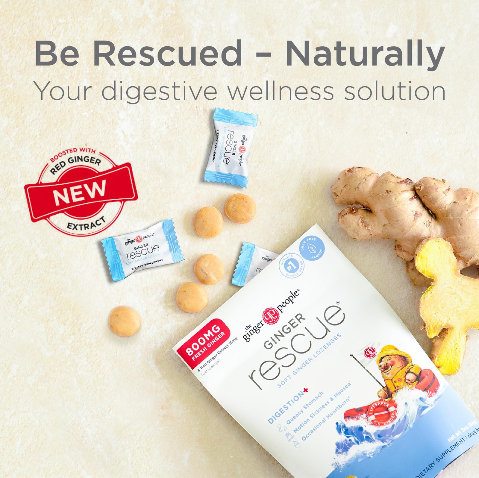 (Pack of 7) Ginger People Ginger Rescue Lzng Soft Ginger Lozenges 3 Oz
