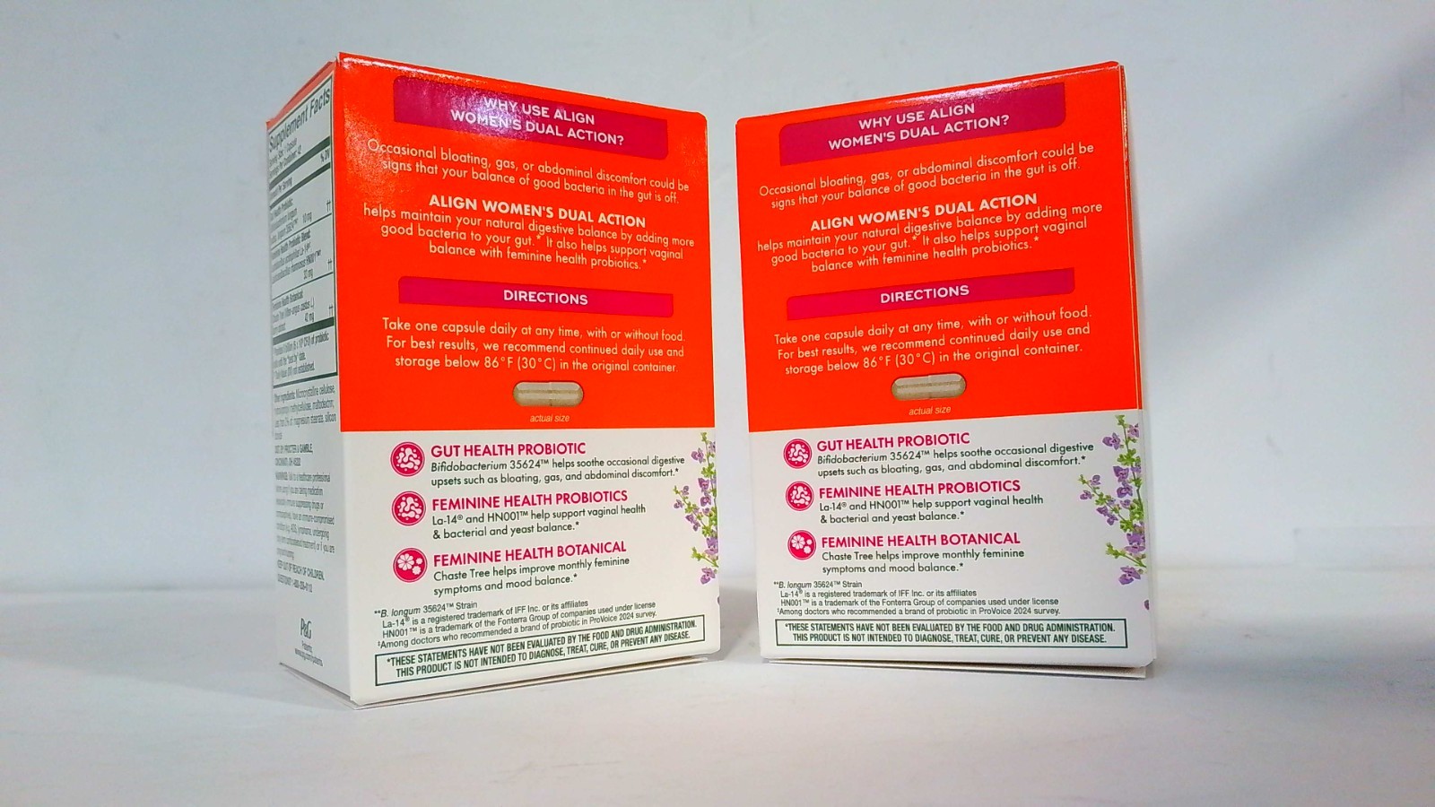 Lot of 2 Align Probiotic Women’s Dual Action Supplement 42 Capsules Exp 09/2026