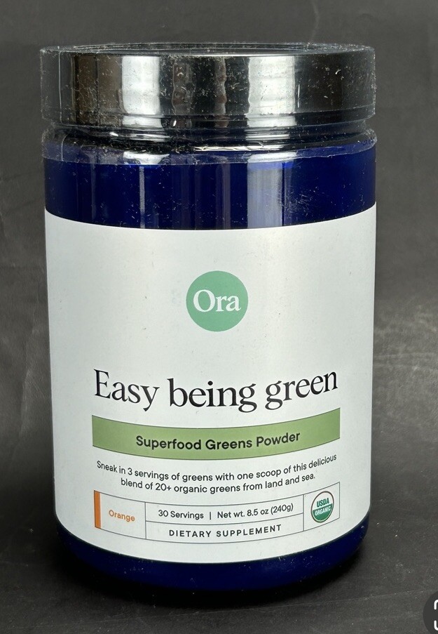 ORA Easy Being Green Superfood Greens Powder 30 Servings 8.5oz (240g) Ex. 11/24