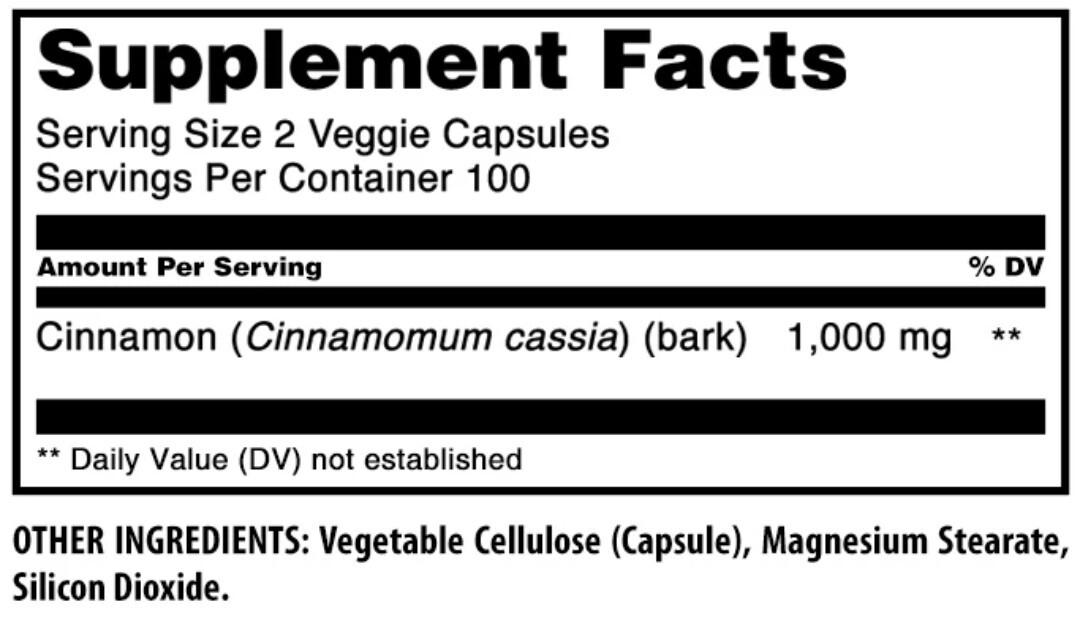 Amazing Formulas Cinnamon Bark Supplement, 1000 mg, 100 caps, Exp 04/27