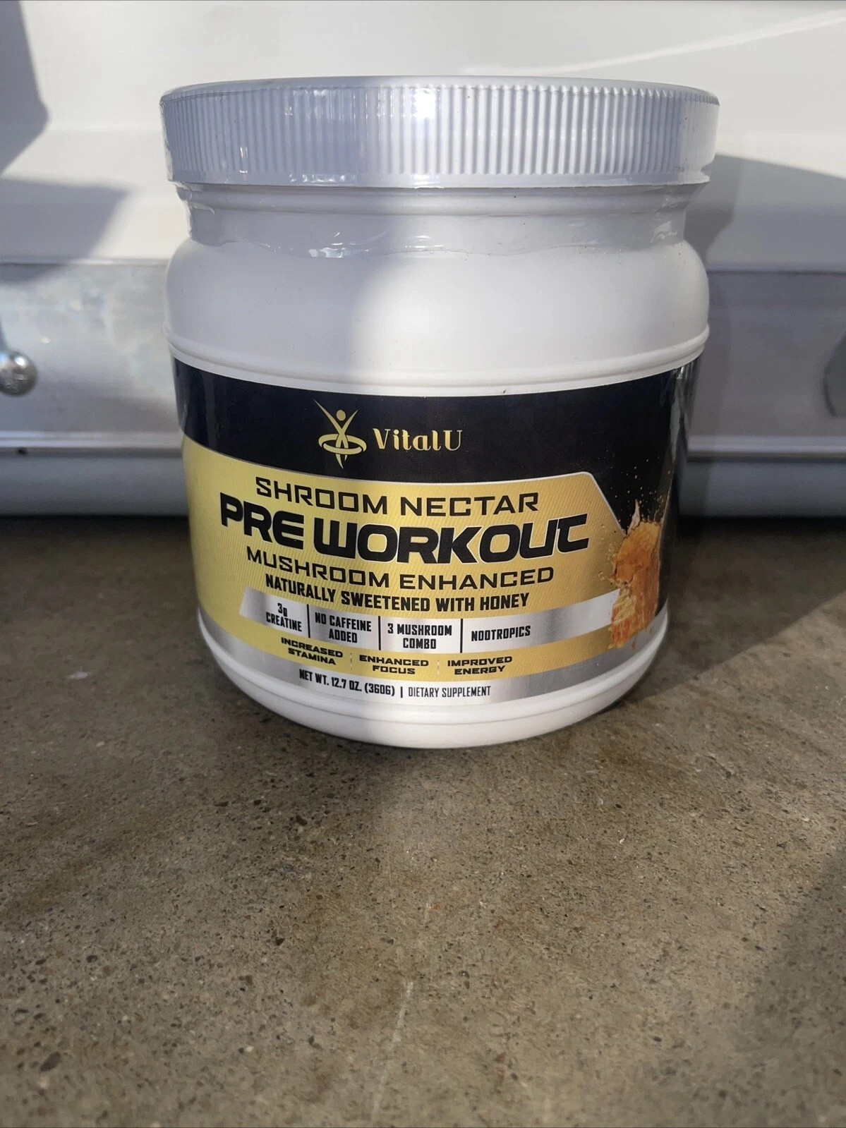 VitalU Shroom Nectar, Pre-Workout – Mushroom Enhanced, Sweetened 12.7 oz