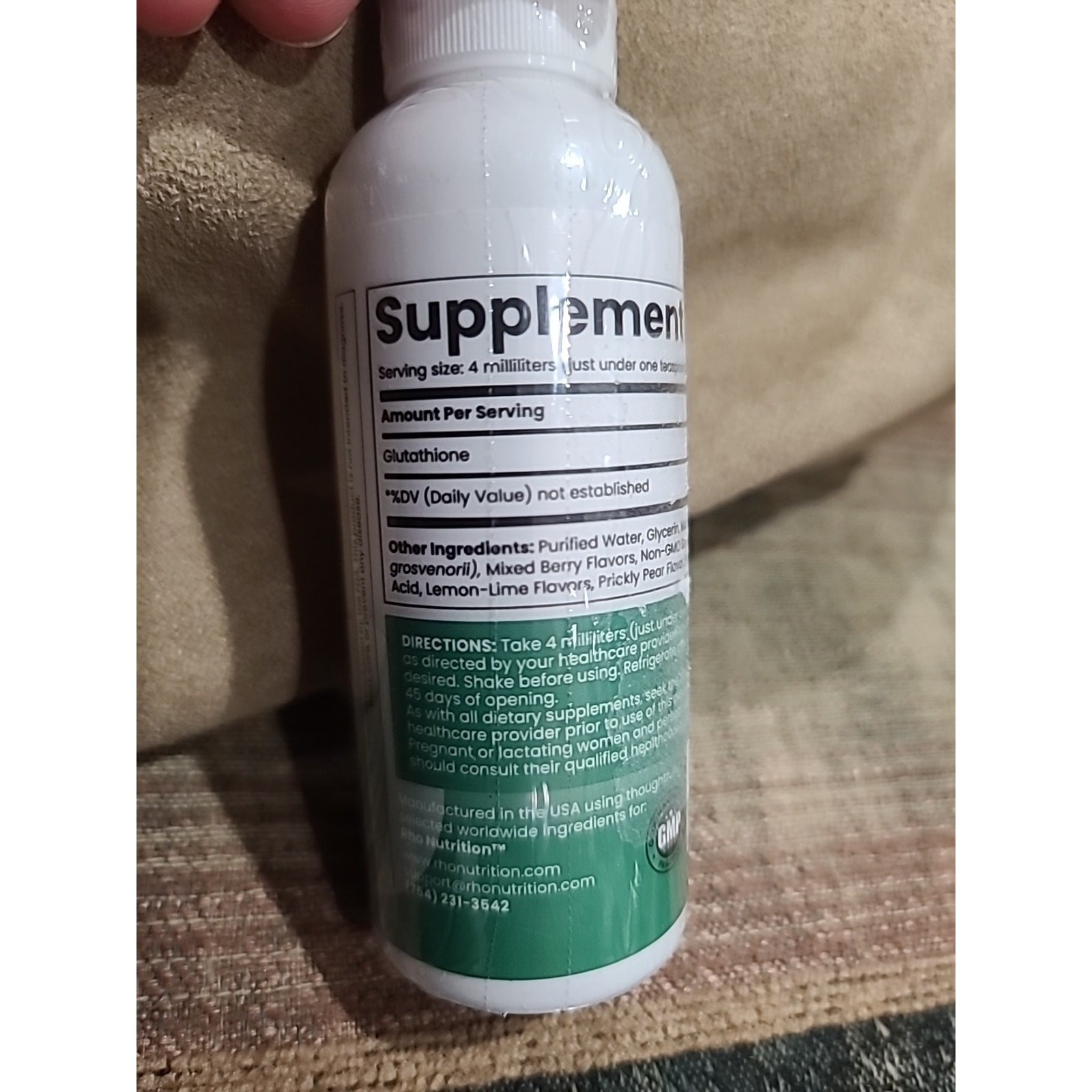 Rho Nutrition Liposomal Glutathione 4 oz / 120 mL – New / Sealed! Exp 9/2027