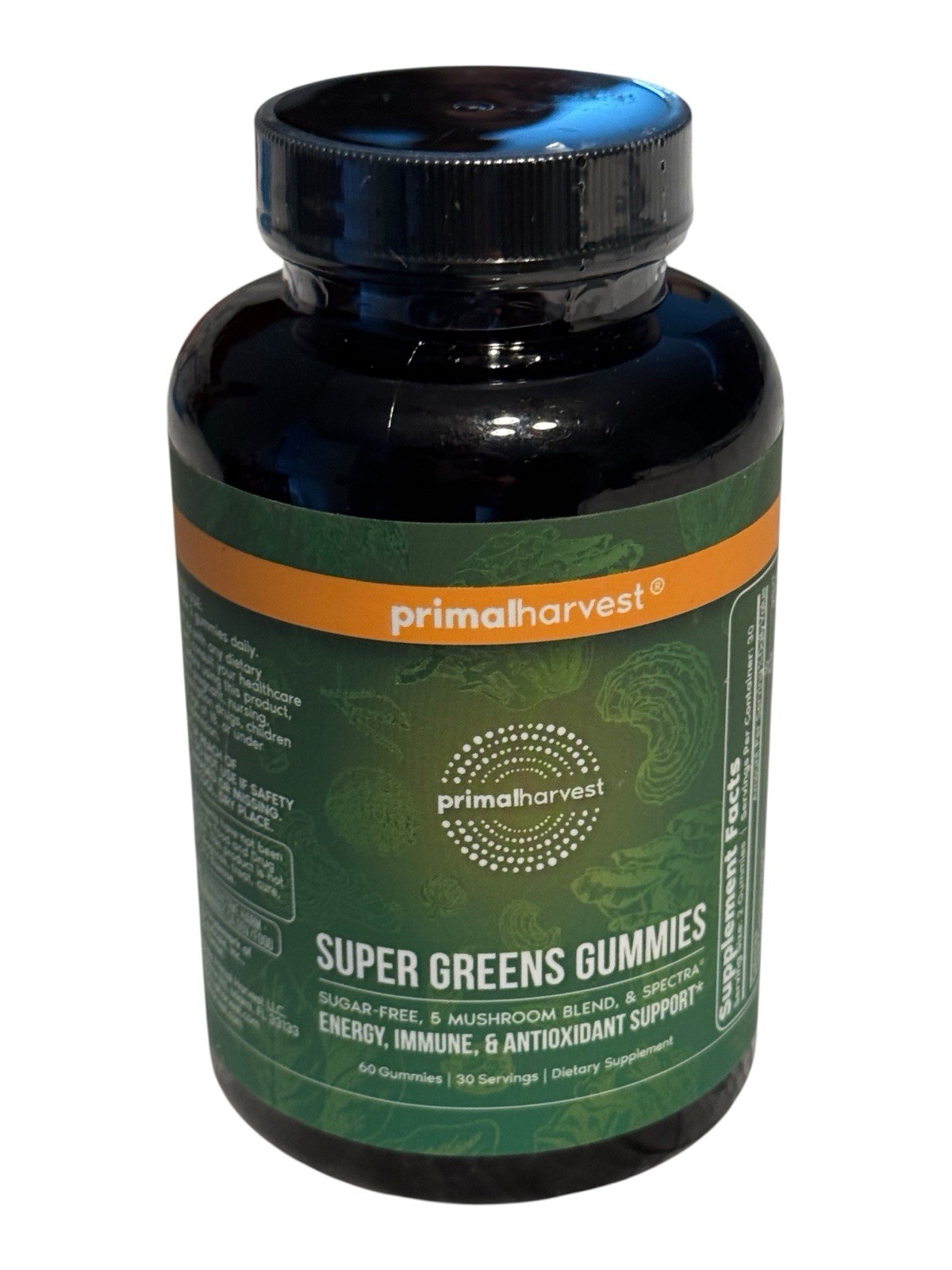 Primal Harvest Super Greens Gummies – 5 Mushroom Blend – 60 Count – Ex: 4/27
