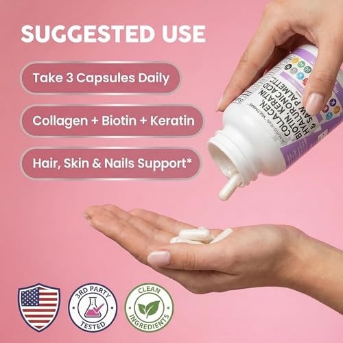 Clean Nutraceuticals Collagen Pills 1000mg Biotin 10000mcg Hair Skin Nails