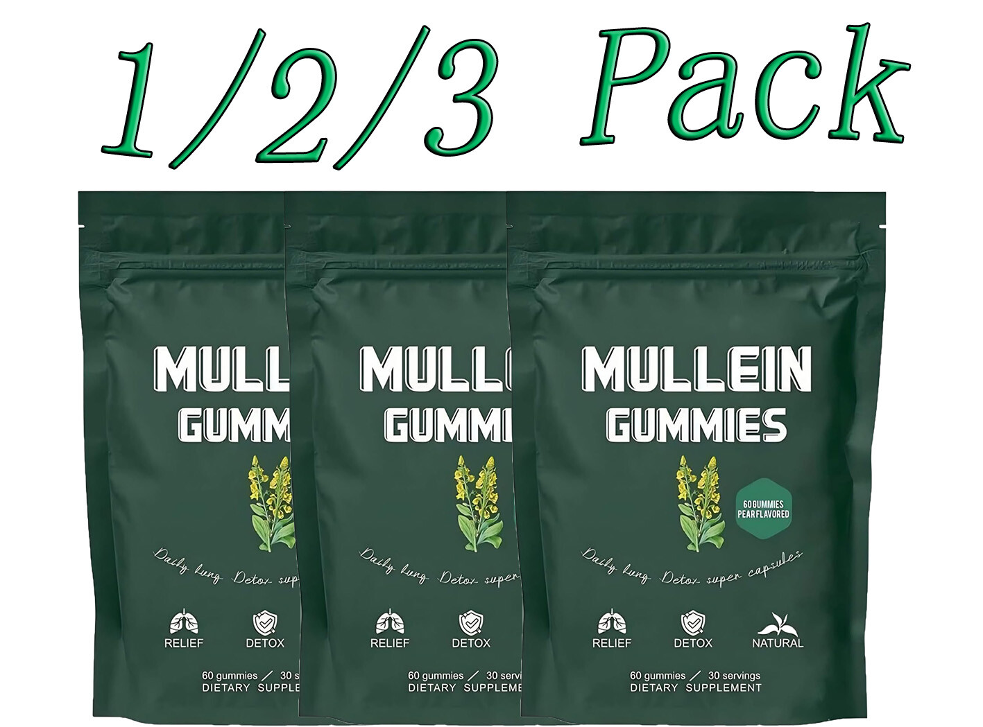 Mullein Gummies for Lung Support Sinus Relief Daily Respiratory Health 60Gummies