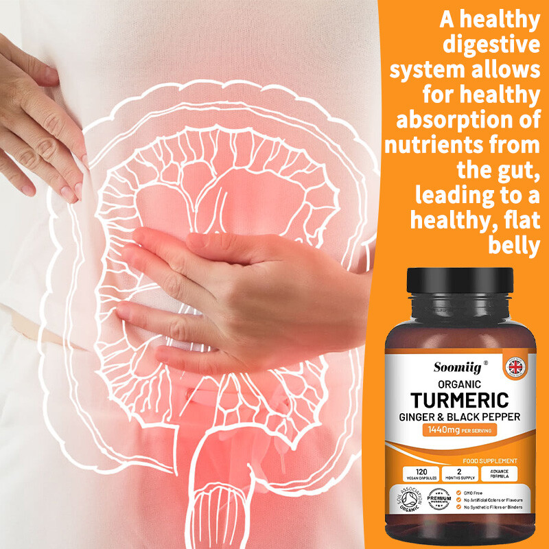 Organic Turmeric Curcumin with Ginger Black Pepper 120ct Joint Pain Max Strength